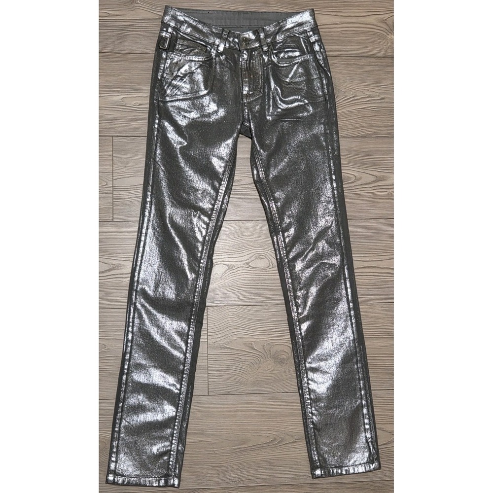 Zadig‎ & Voltaire Silver Metallic Shiny Pants 26 Rave Party Gorpcore Y2K Style